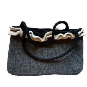 Boutique boiled wool purse in grey and cream